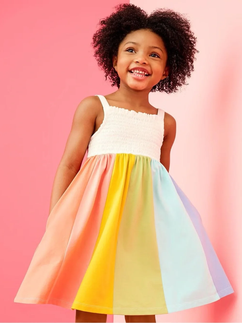 Hanna Andersson Sleeveless Smocked Rainbow Dress with Pockets Size 8